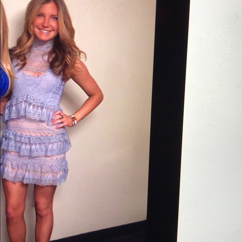 Aqua blue lace ruffle dress